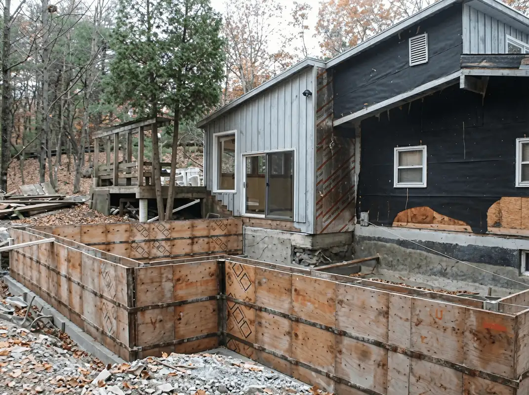 Prepared site with foundation forms for home remodeling and addition project in Tulsa, OK